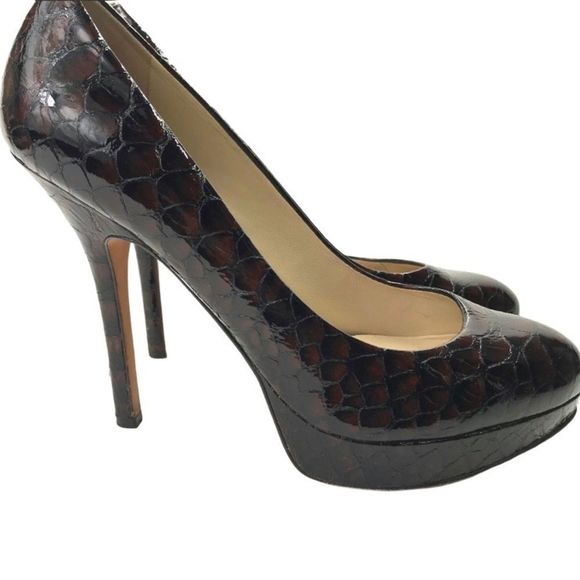 Joan & David Flipp patent leather croc stamped -8 - Picture 1 of 7